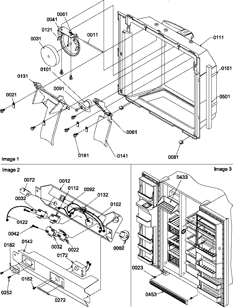 Amana SBDE20TPW-P1190904WW ice & water cav, elect brack assy, & toe grille diagram