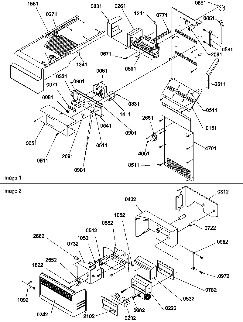 Amana SBDE20TPW-P1190904WW ice maker/control assy diagram