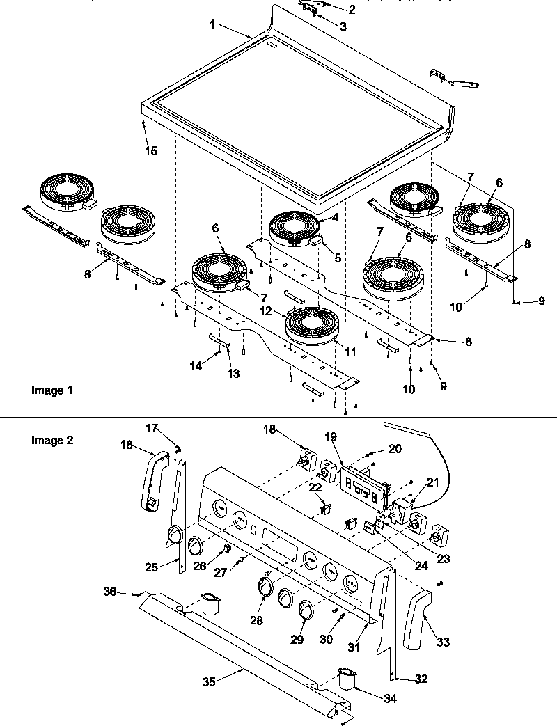 Amana ART6001L/P1143450NL main top and backguard diagram