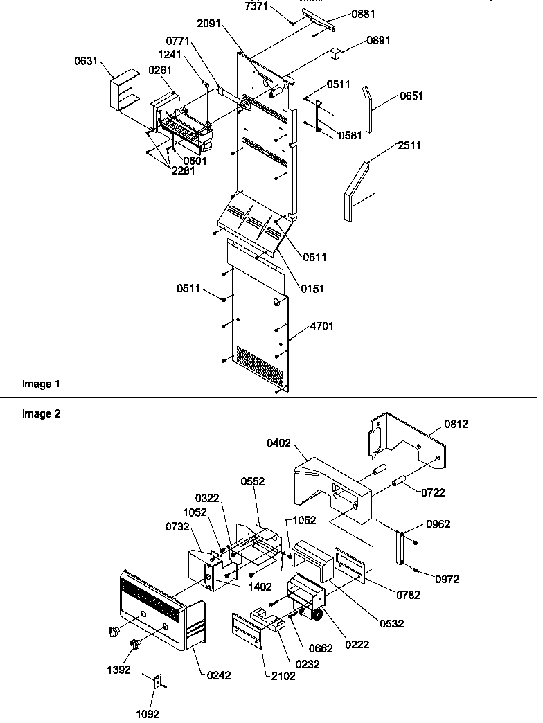 Amana SBI20S2E-P1190703WE ice maker/control assemblies diagram