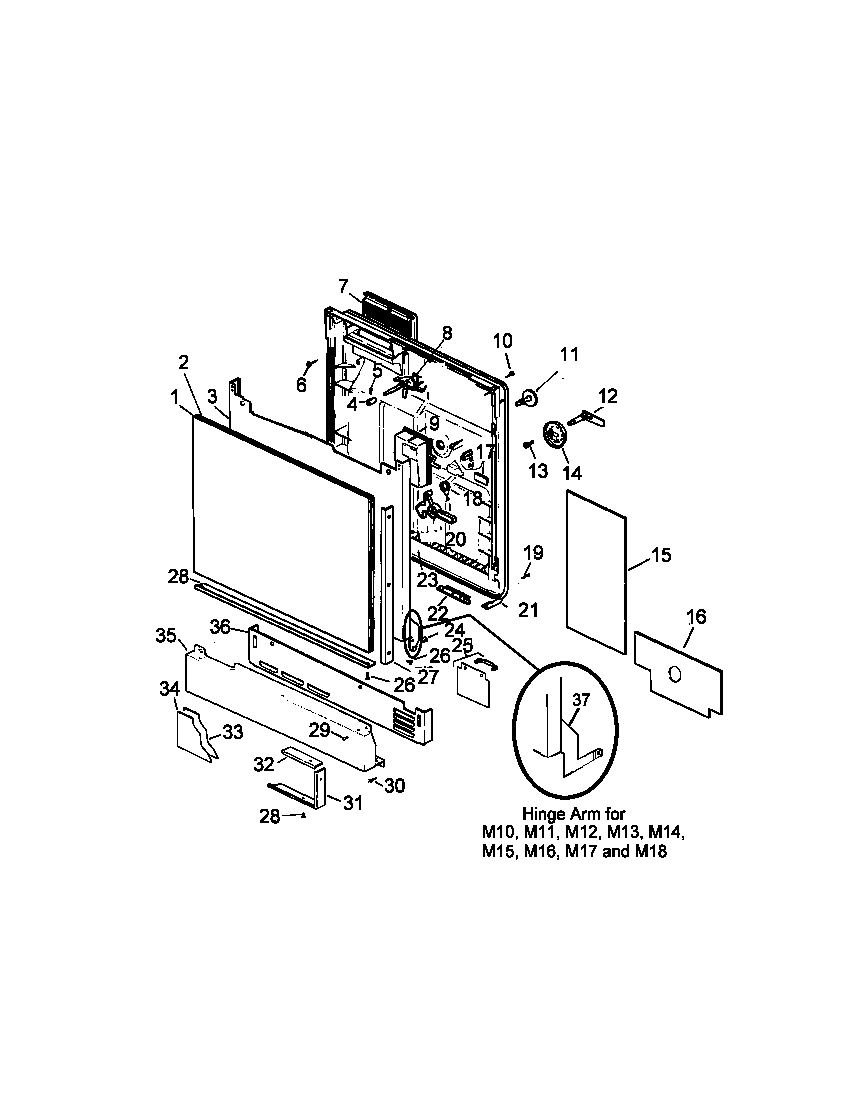 Amana ADU5000DWW-P1309612W door assy diagram