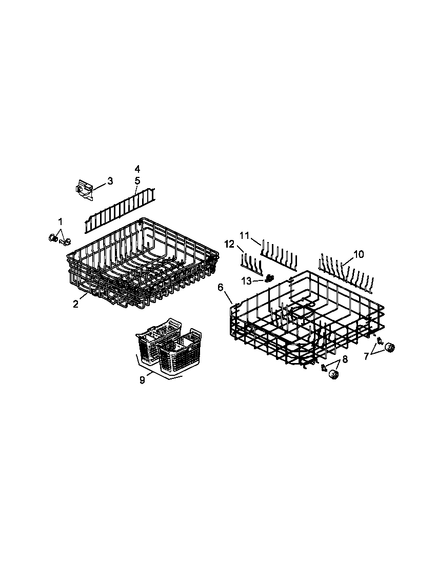Amana ADU5000DWW-P1309612W rack assembly diagram