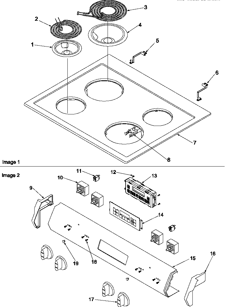 Amana ZRRSC8050WW-P1130671NWW main top & control panel diagram