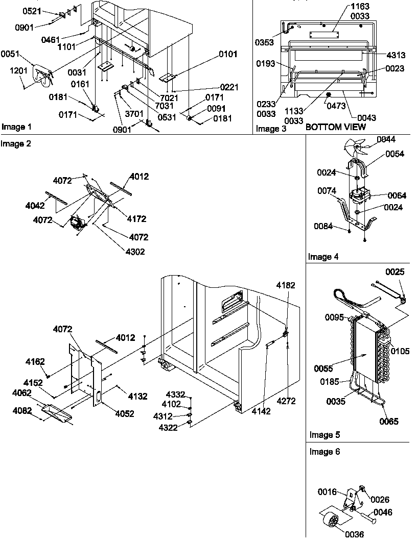 Amana SRDE528TBW-P1312602WW drain systems, rollers, and evaporator assy diagram