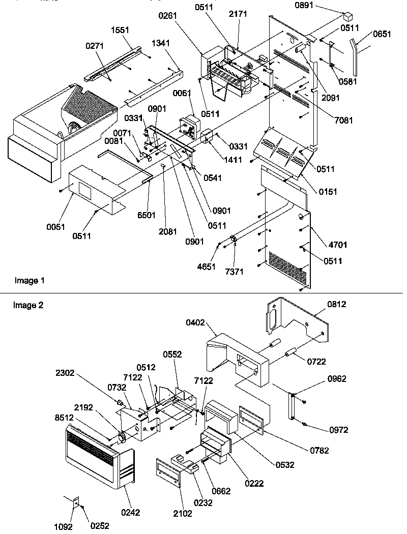 Amana SRDE528TBW-P1312602WW ice maker/control assy diagram