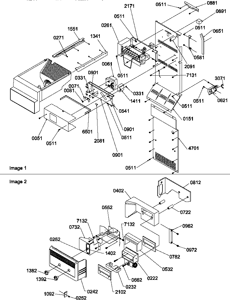 Amana SXD322L-P1313901WL ice maker/control assy diagram