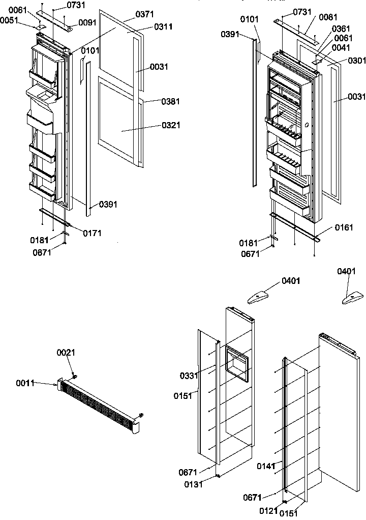 Amana SBDX520TW-P1313202WW handles, trim, and toe grille kits diagram
