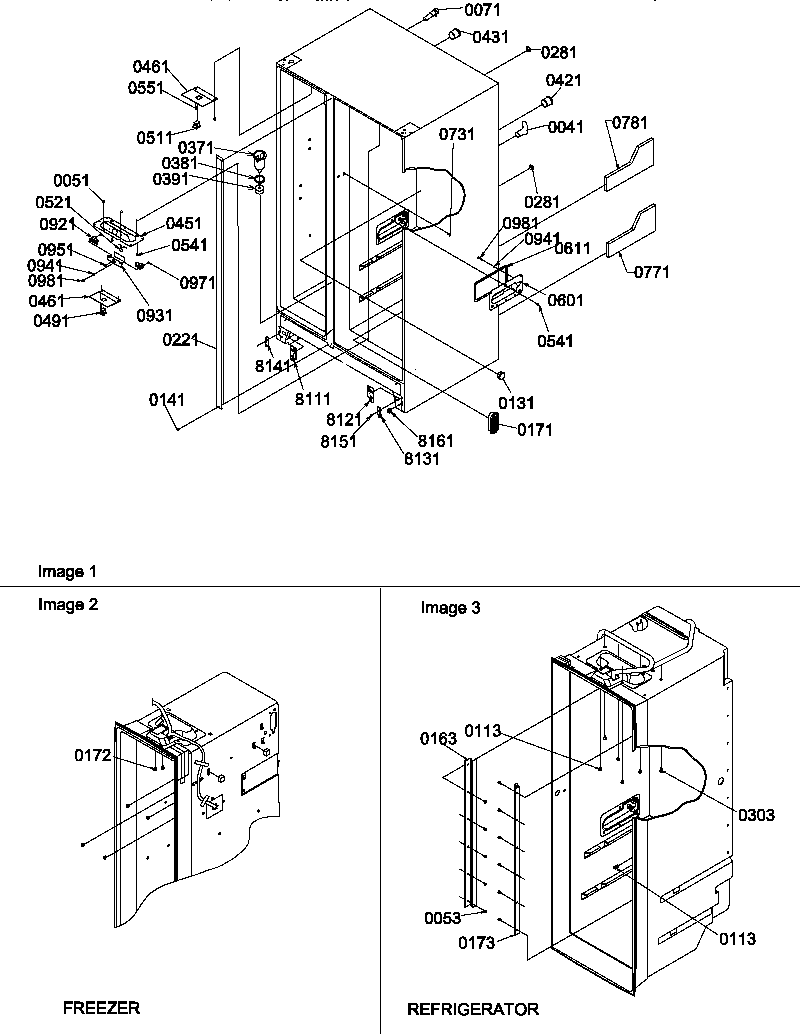 Amana SRD522TW-P1313301WW cabinet parts diagram