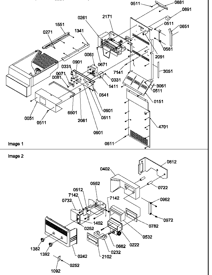 Amana SRD522TW-P1313301WW ice maker/control assy diagram