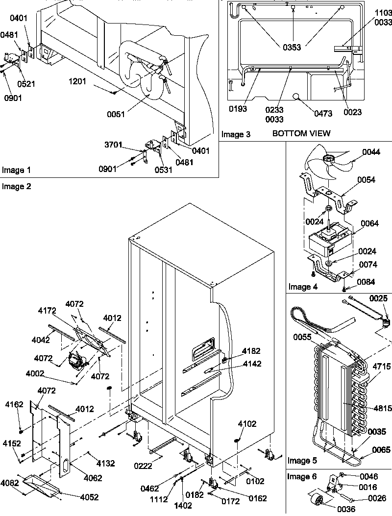 Amana SBDE20S4SW-P1190906WW drain system, rollers, and evaporator assy diagram