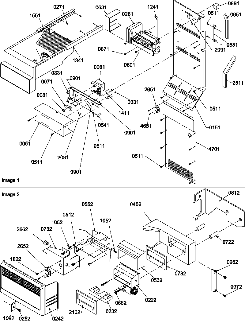 Amana SBDE20S4SW-P1190906WW ice maker / control assy diagram