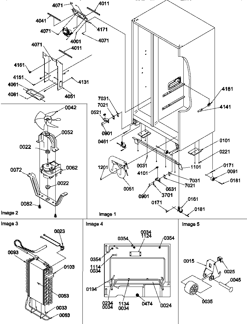 Amana SRD25VPE-P1190326WE drain system, rollers, and evaporator assy diagram