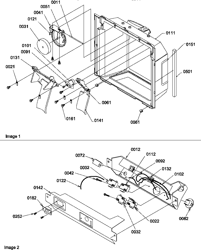 Amana SCD22TBL-P1303515WL ice/water cavity and electrical bracket assy diagram