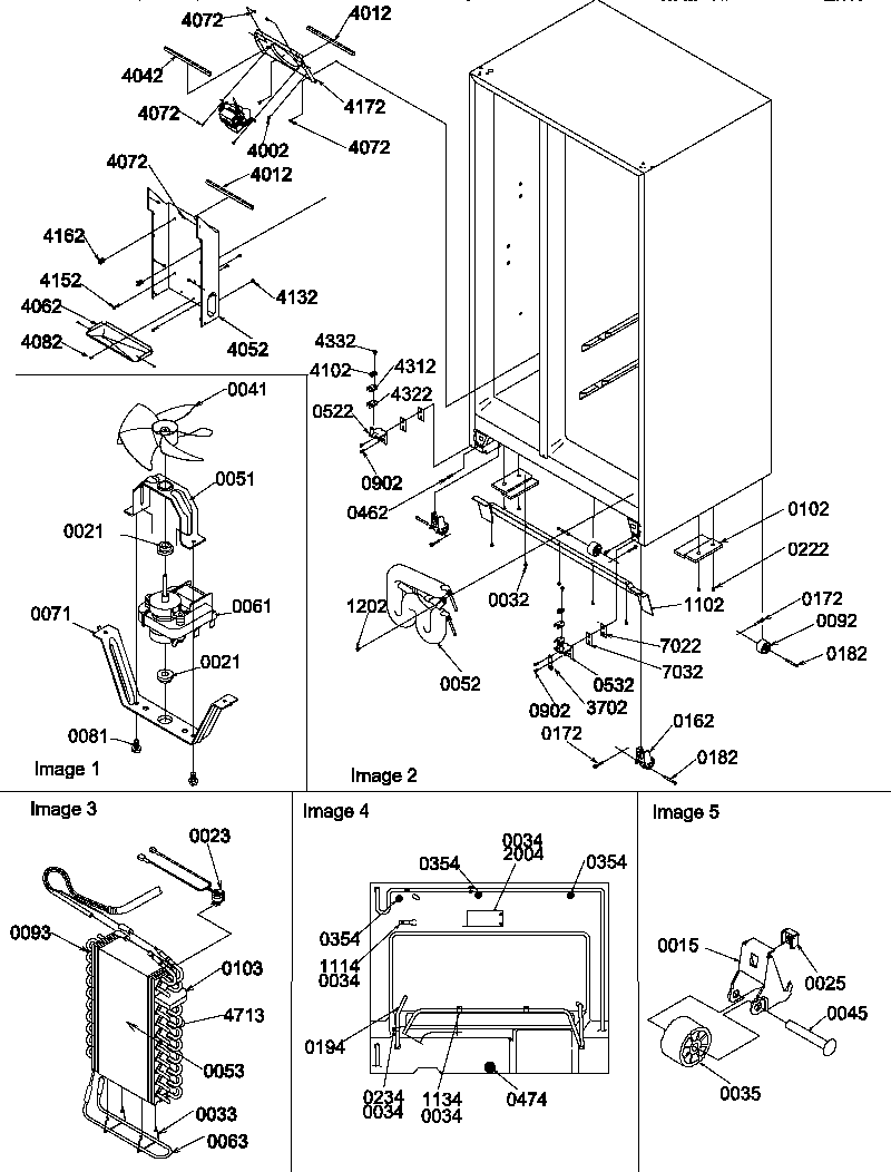 Amana SCD22TBL-P1303515WL drain system, rollers, and evaporator assy diagram