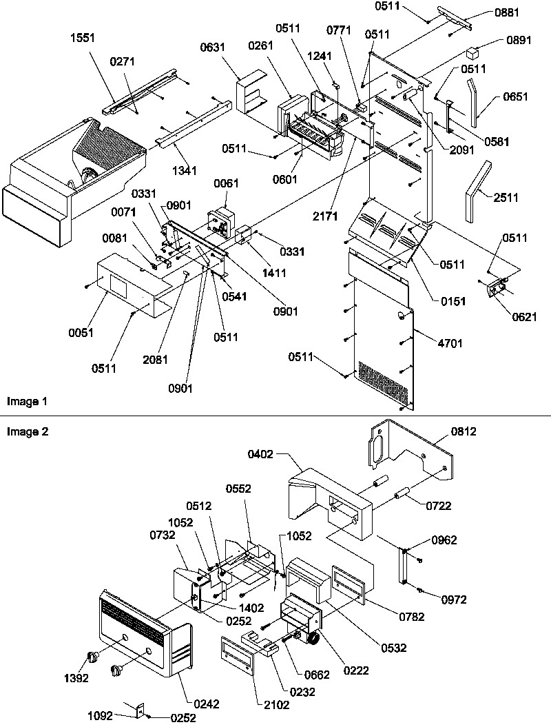 Amana SCD22TBL-P1303515WL ice maker/control assy diagram