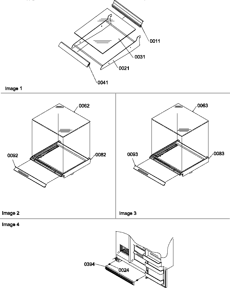 Amana SM22TBL-P1190212WL shelf, crisper assemblies & toe grille diagram