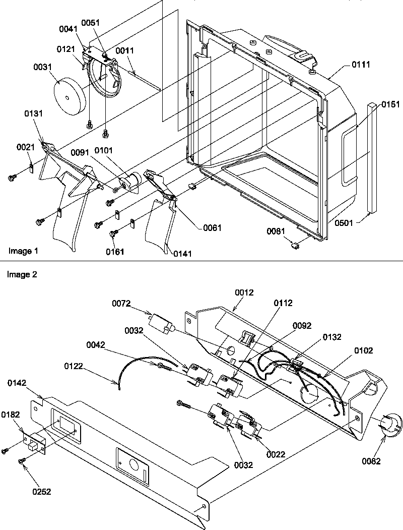 Amana SQD25VL-P1190430WL ice/water cavity and electronic bracket assy diagram