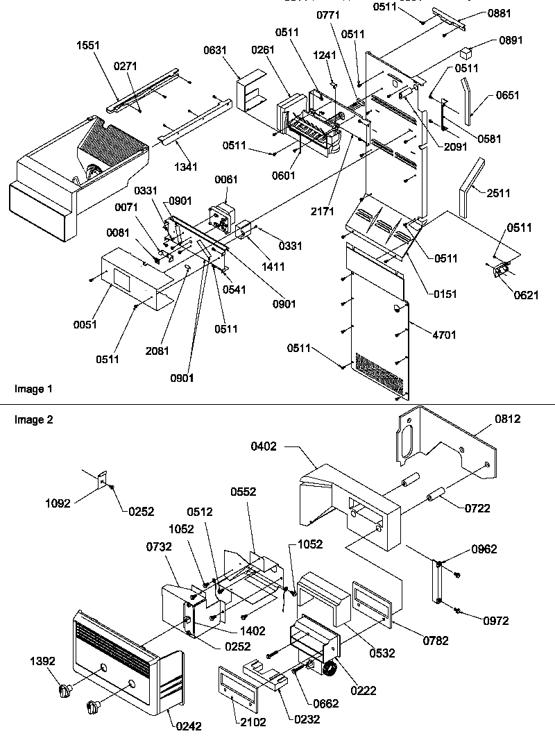Amana SQD25VL-P1190430WL ice maker / control assy diagram