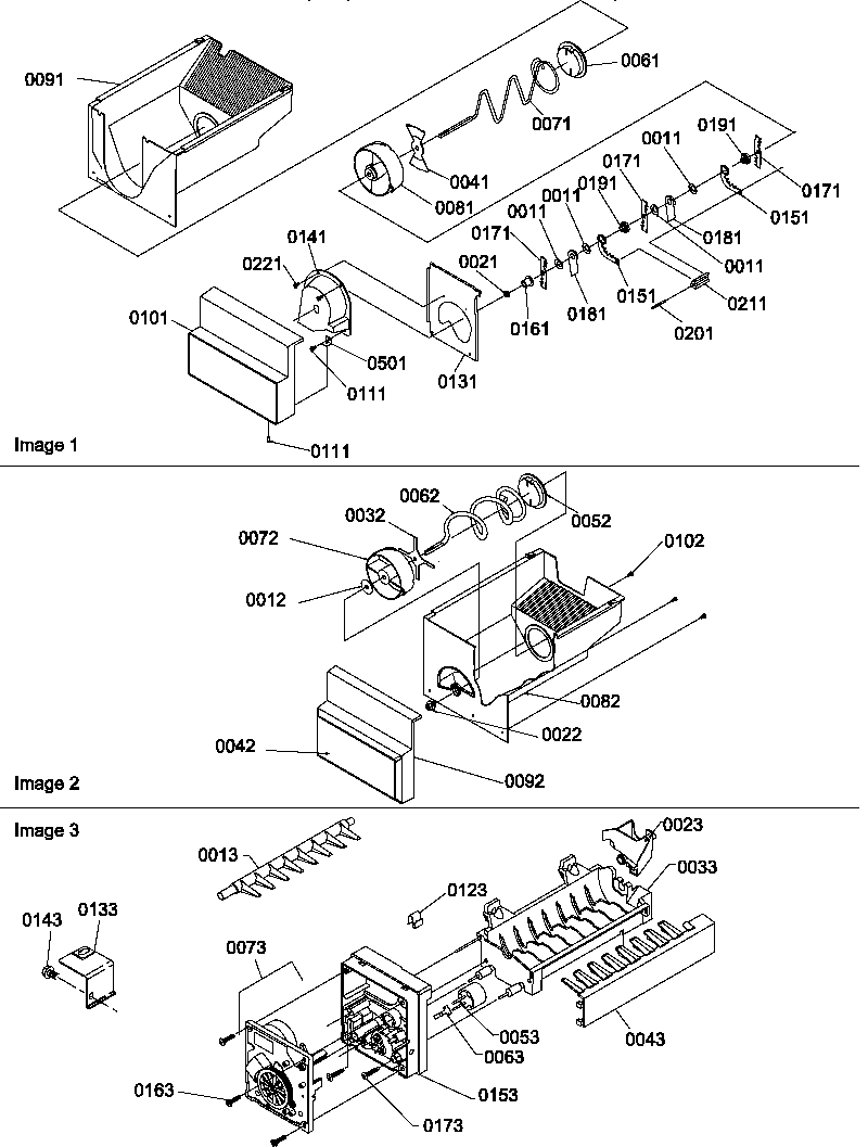 Amana SQD25VL-P1190430WL ice bucket auger and ice maker parts diagram