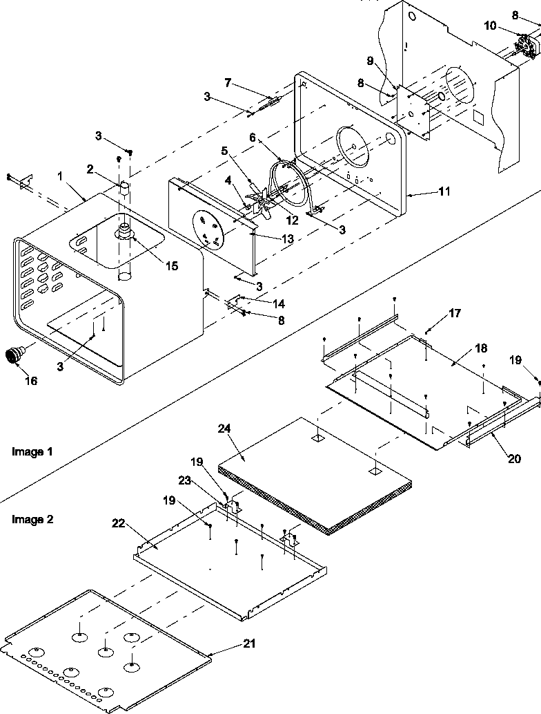 Amana AOES3030WW-P1132347NWW outer cabinet/racks diagram