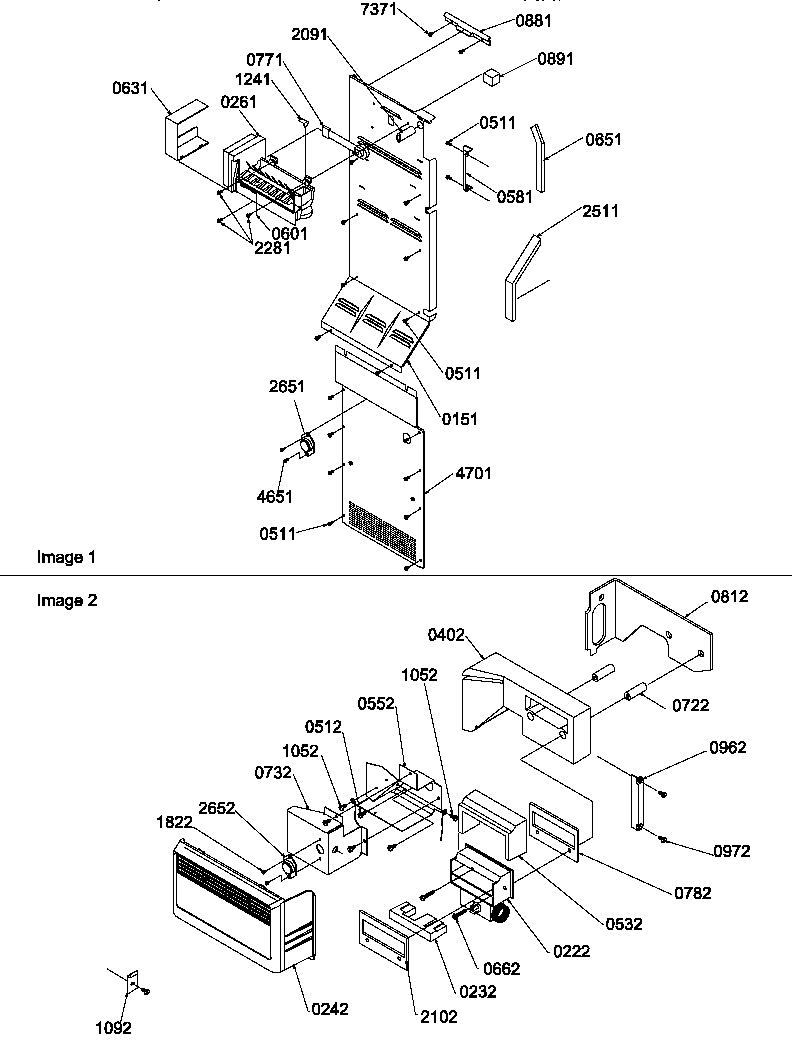 Amana SBIE20TPW-P1190708WW ice maker/control assemblies diagram