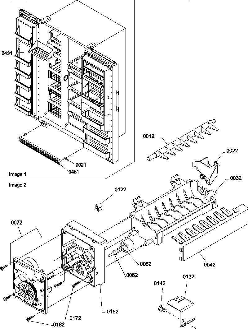 Amana SBIE20TPW-P1190708WW toe grill and ice maker parts diagram