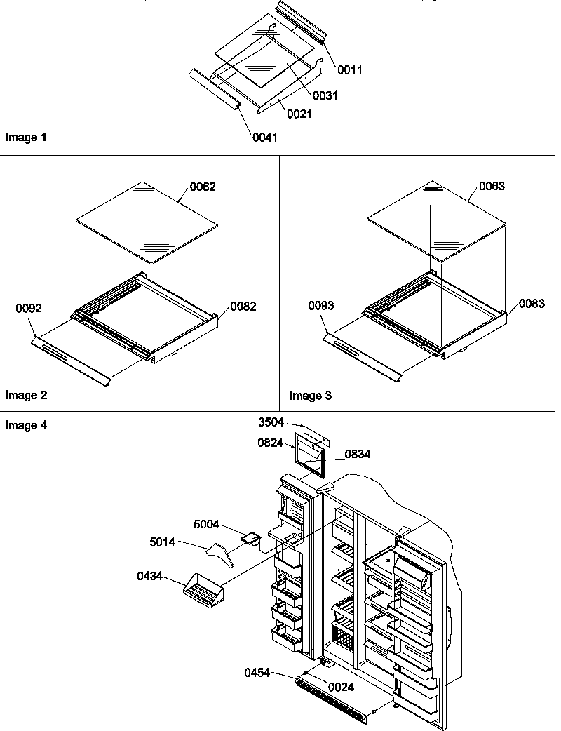 Amana SMD22TBW-P1303506WW shelf, crisper assemblies & toe grille diagram