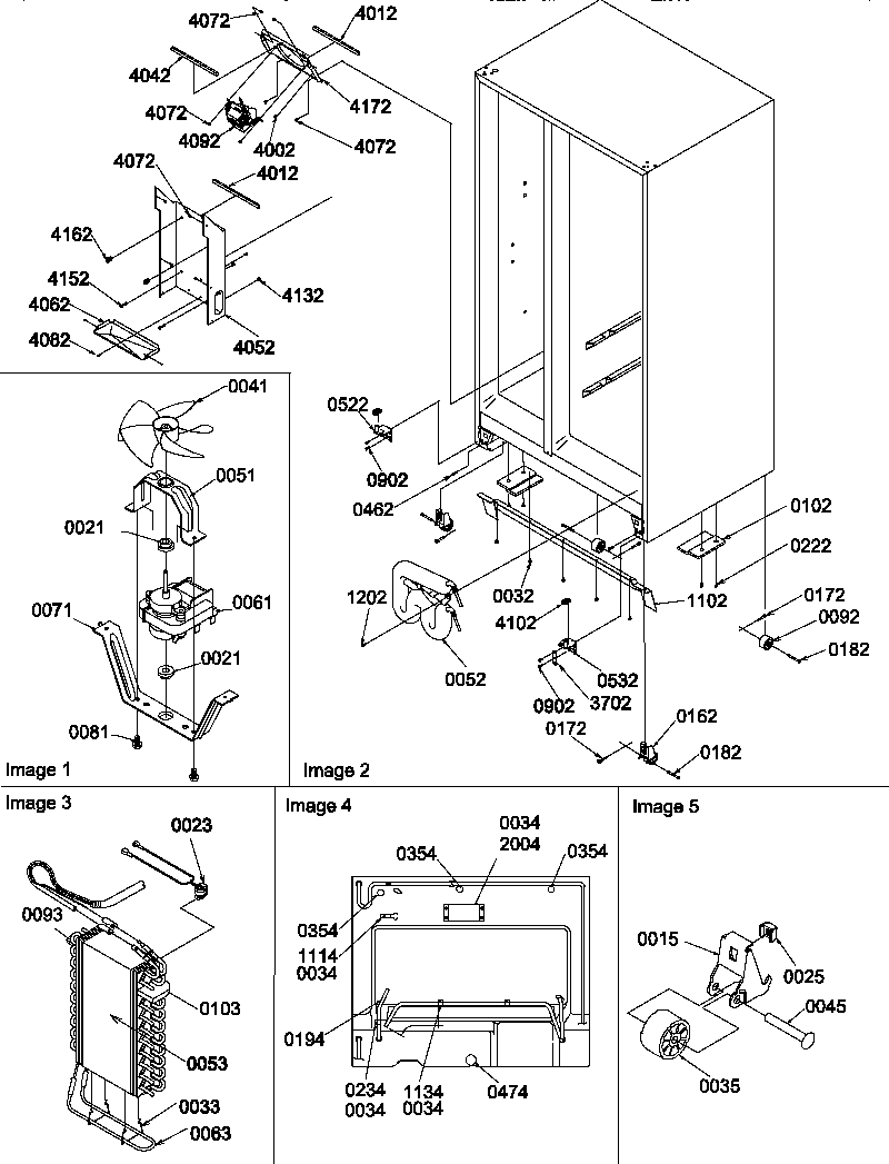 Amana SMD22TBW-P1303506WW drain system, rollers, and evaporator assy diagram