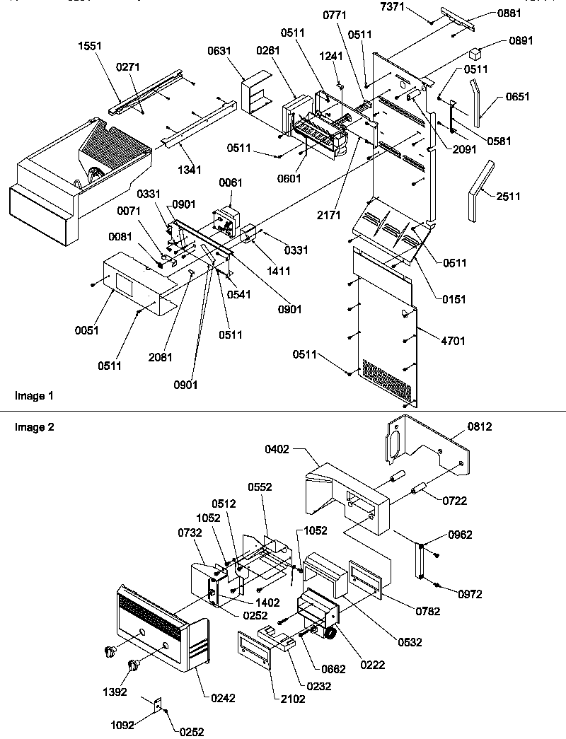 Amana SMD22TBW-P1303506WW ice maker/control assy diagram