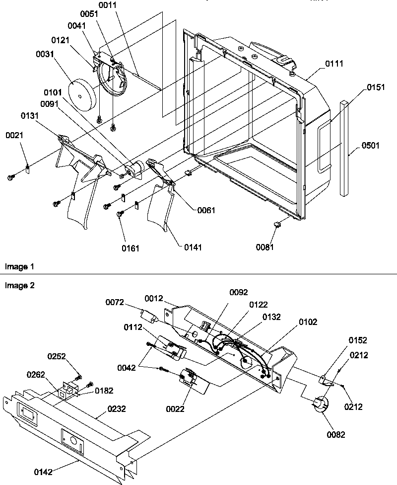 Amana SRD520TW-P1313101WW ice/water cavity, electronic bracket assy diagram