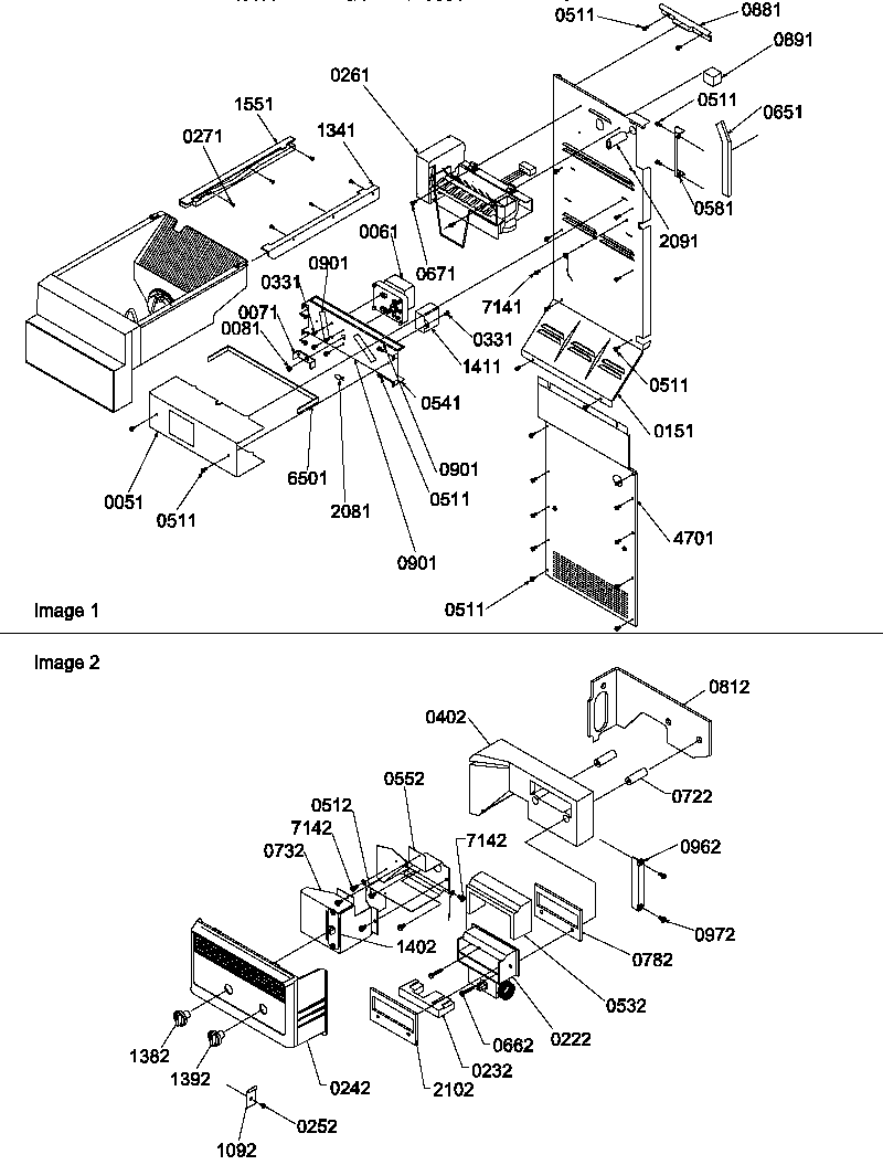Amana SRD520TW-P1313101WW ice maker/control assembly diagram