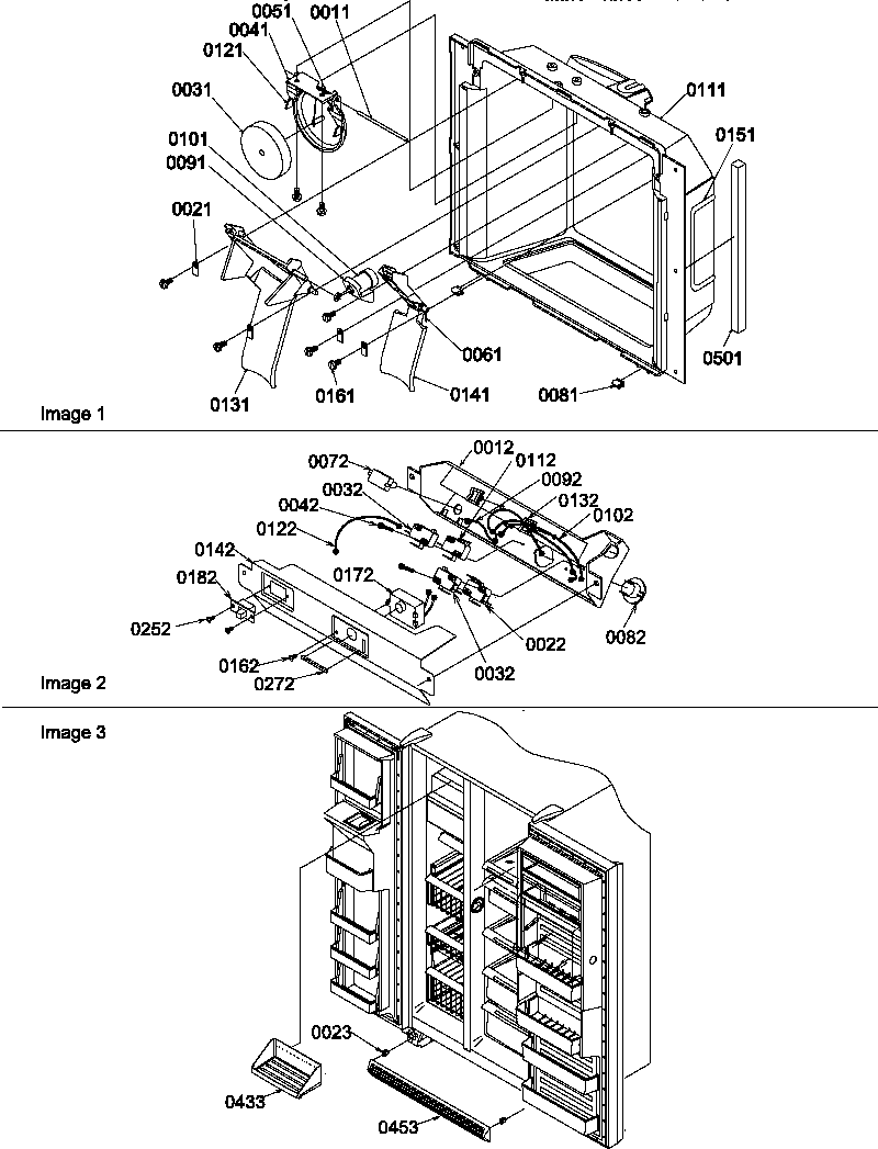Amana SBD20TPW-P1190006WW ice/water cavity, electronic bracket assy & toe grille diagram