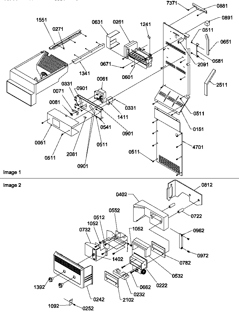 Amana SBD20TPW-P1190006WW ice maker/control assy diagram