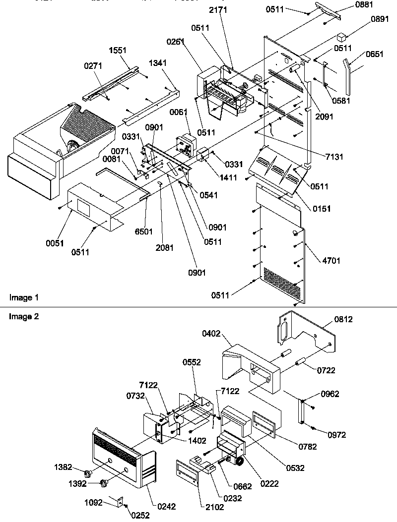 Amana SRD327S3L-P1312502WL ice maker/control assy diagram