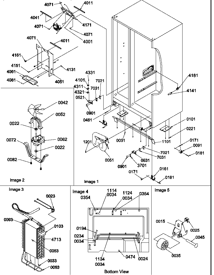 Amana SRD27S2E-P1190329WE drain system, rollers, and evaporator assy diagram