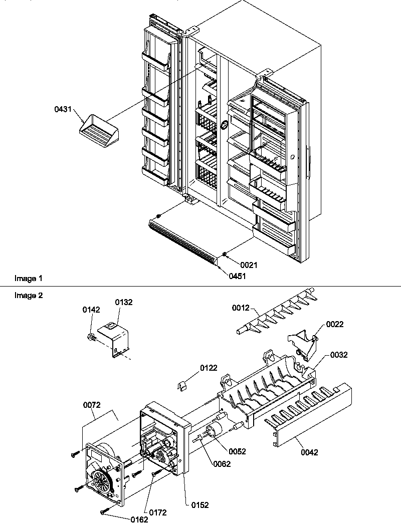Amana SBI20TPSW-P1190706WW toe grille and ice maker parts diagram