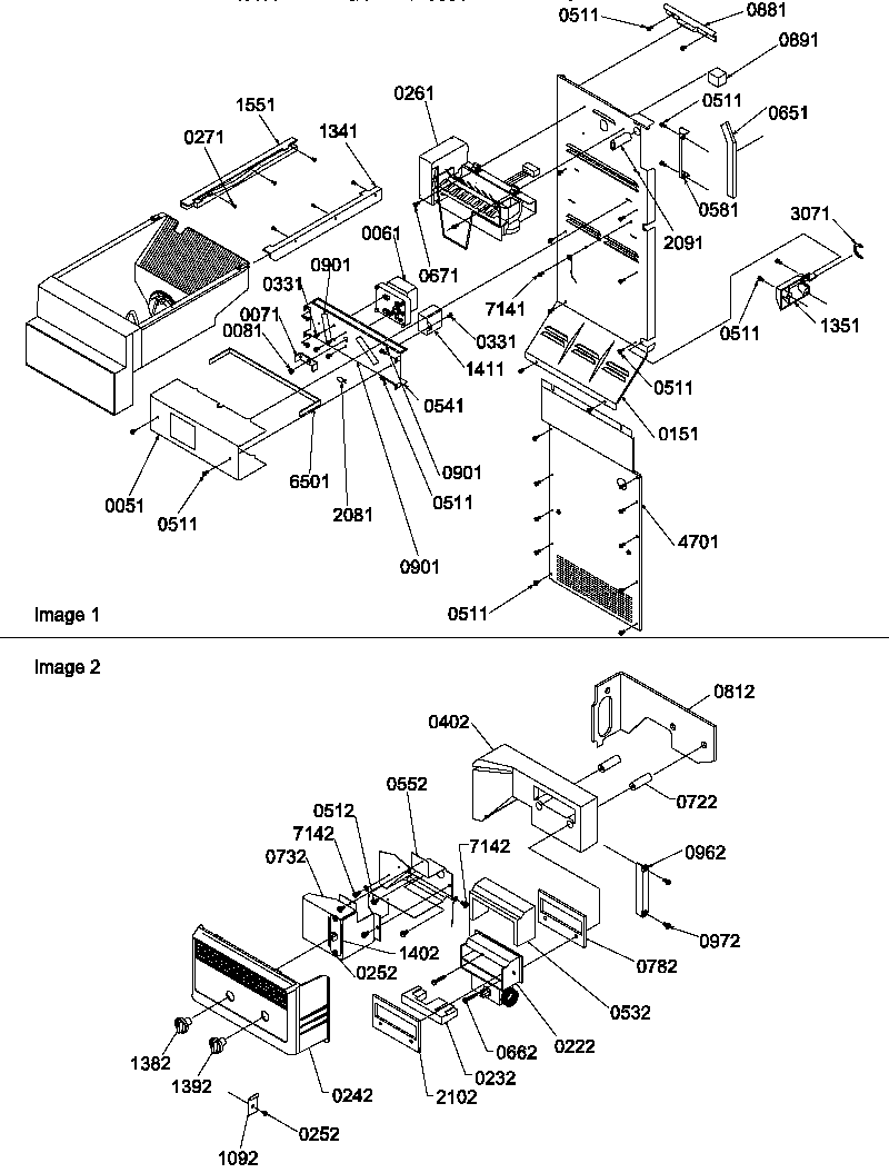 Amana SXD520TE-P1313701WE ice maker/control assy diagram