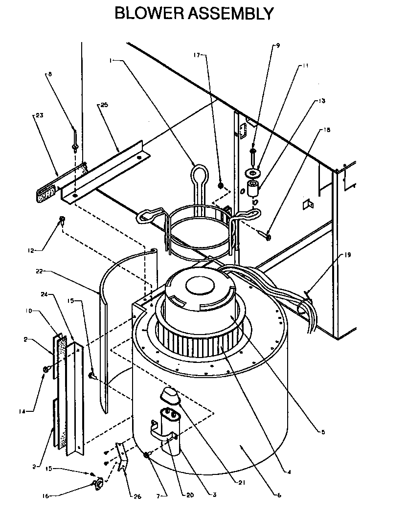 Amana GBI045A25A/P1176901F blower assembly diagram