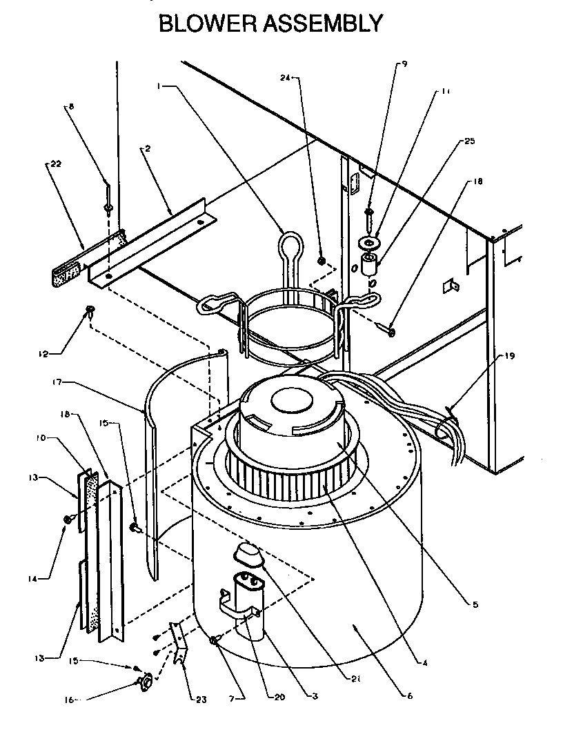Amana GBI045A25A/P1176901F blower assembly diagram