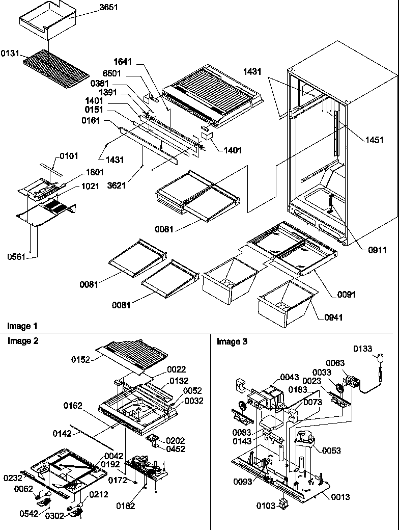 Amana TGI21VW-P1310901WW interior cabinet and drain block assembly diagram