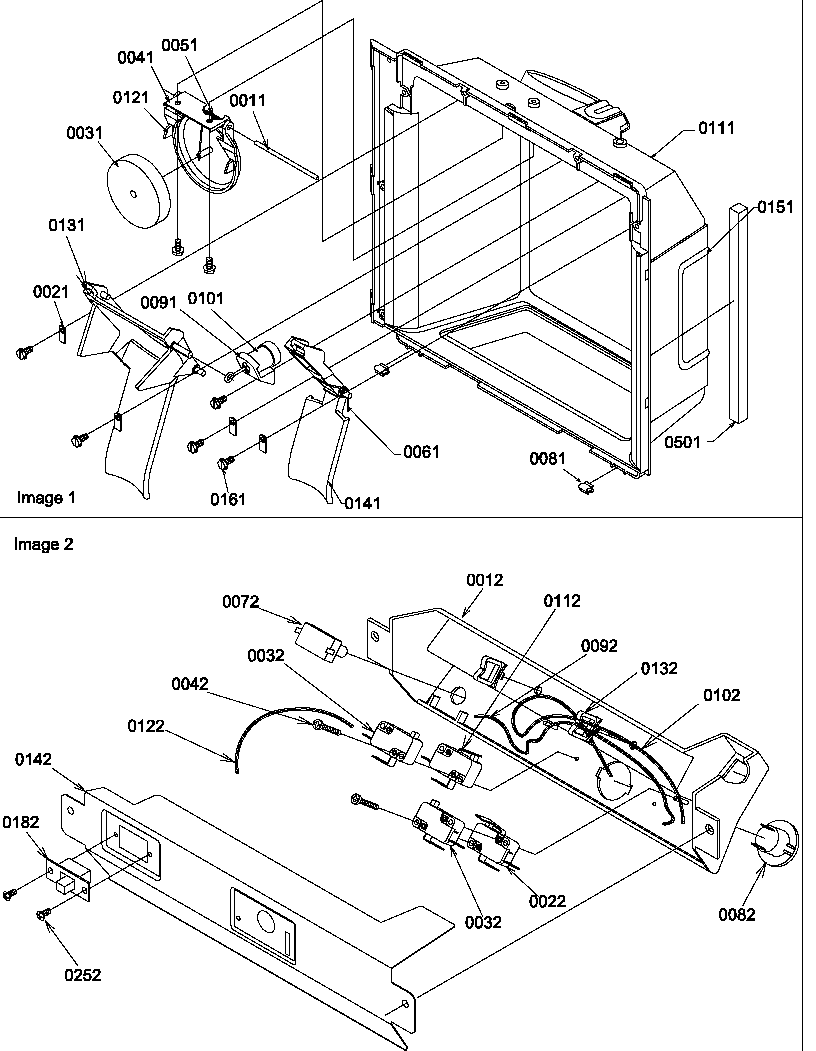 Amana SQD25TW-P1190427WW ice & water cavity and electronic bracket assy diagram