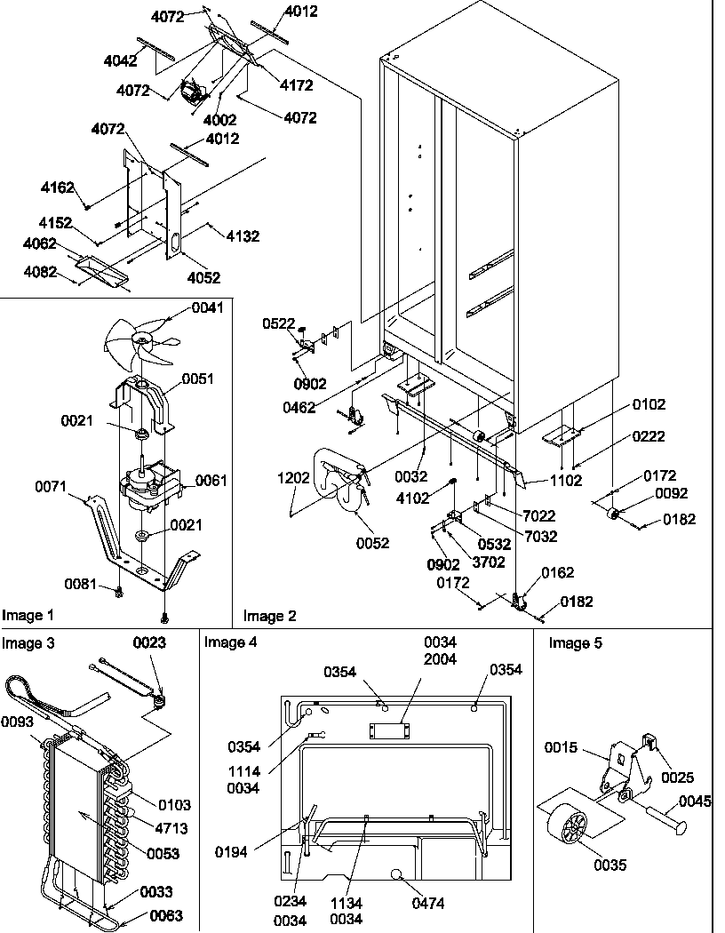 Amana SQD25TW-P1190427WW drain system, rollers, and evaporator assy diagram