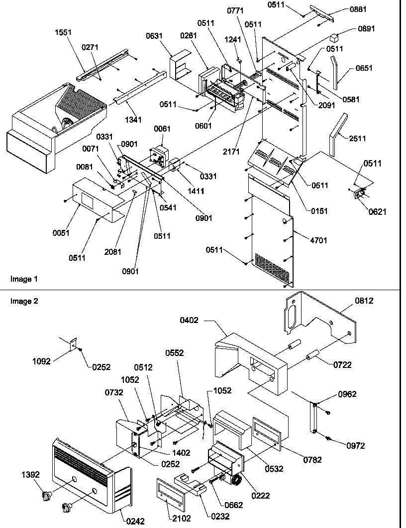 Amana SQD25TW-P1190427WW ice maker/control assy diagram