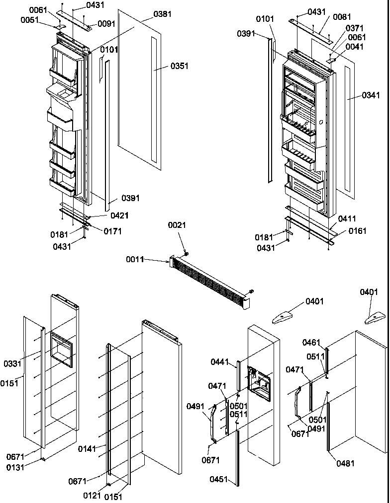 Amana SR520TW-P1312901W handles, trim, and toe grille kits diagram
