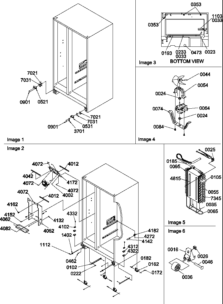 Amana SR520TW-P1312901W drain system, rollers, and evaporator assy diagram