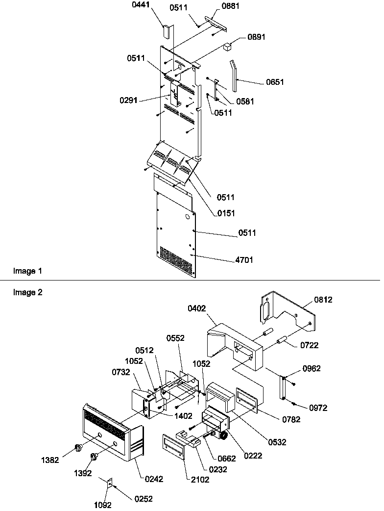 Amana SR520TW-P1312901W control assembly diagram