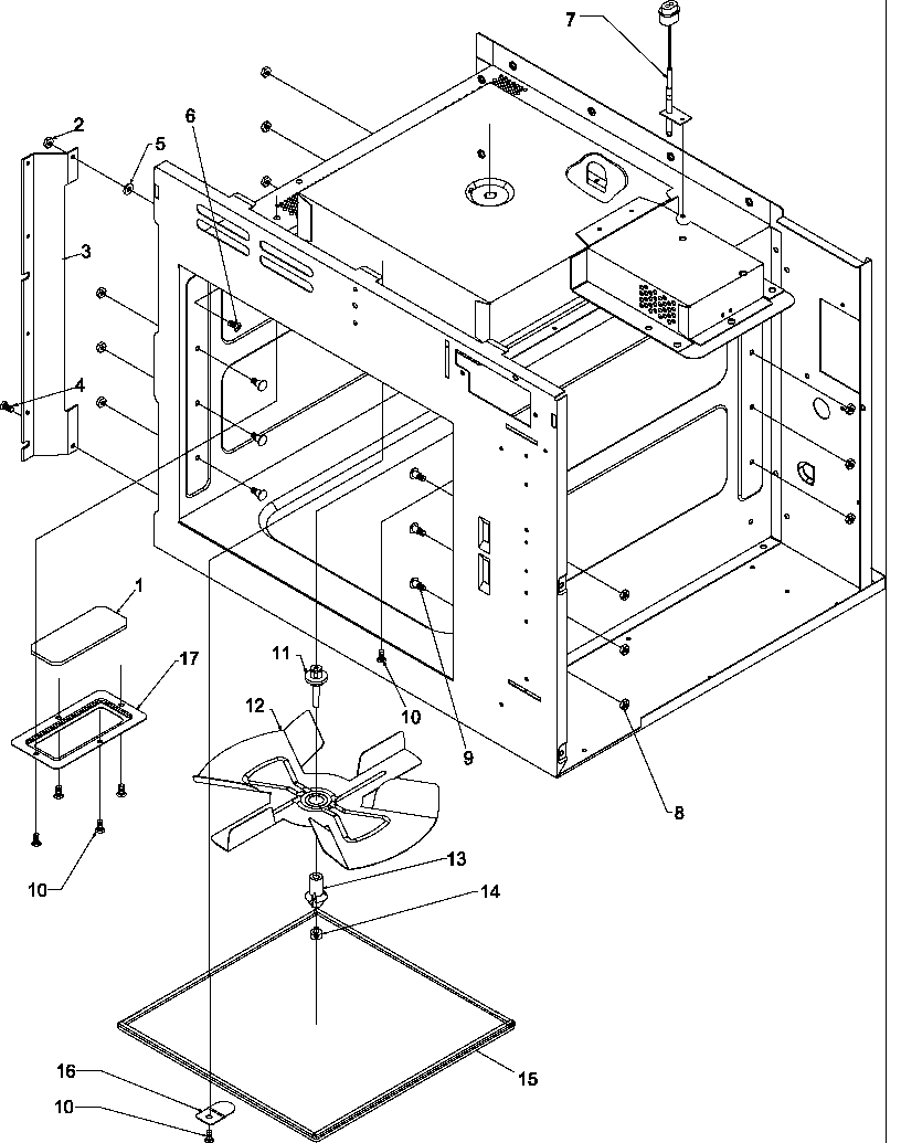 Amana CMM2000C-P1194108M oven cavity & stirrer system diagram