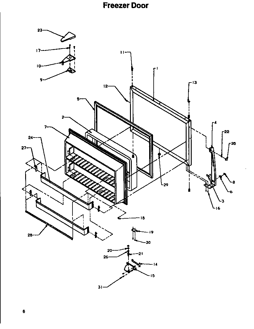 Amana TG18S3W-P1194601WW freezer door diagram