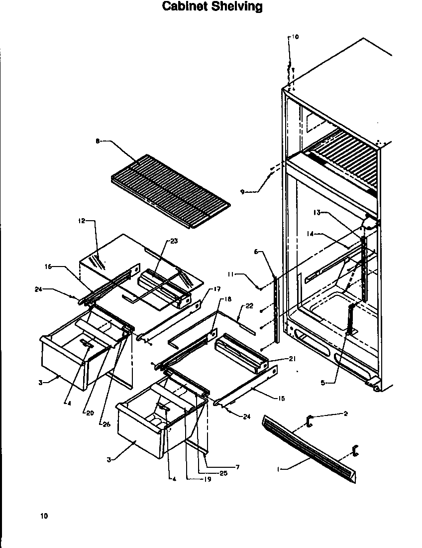 Amana TG18S3W-P1194601WW cabinet shelving diagram