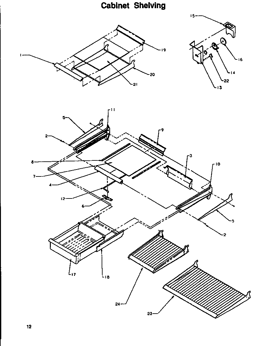 Amana TG18S3W-P1194601WW cabinet shelving diagram